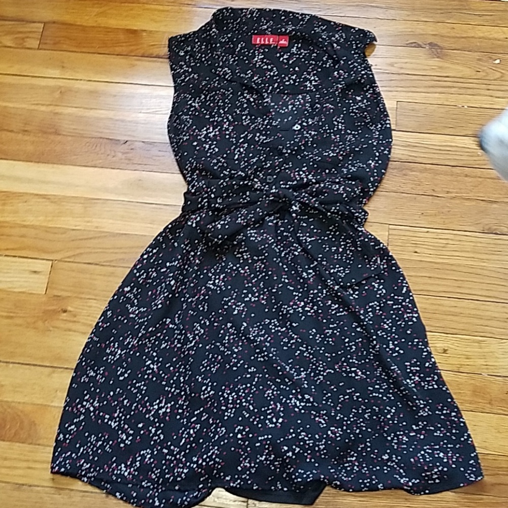 ELLE | Black white red pink polka dot dress